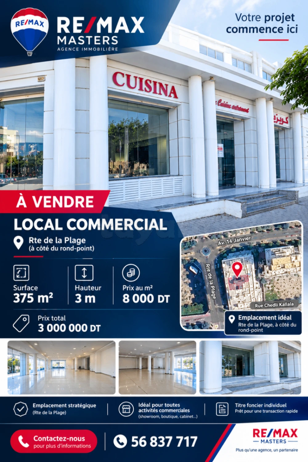 Locale commercial 357m² à vendre zone touristique Sousse