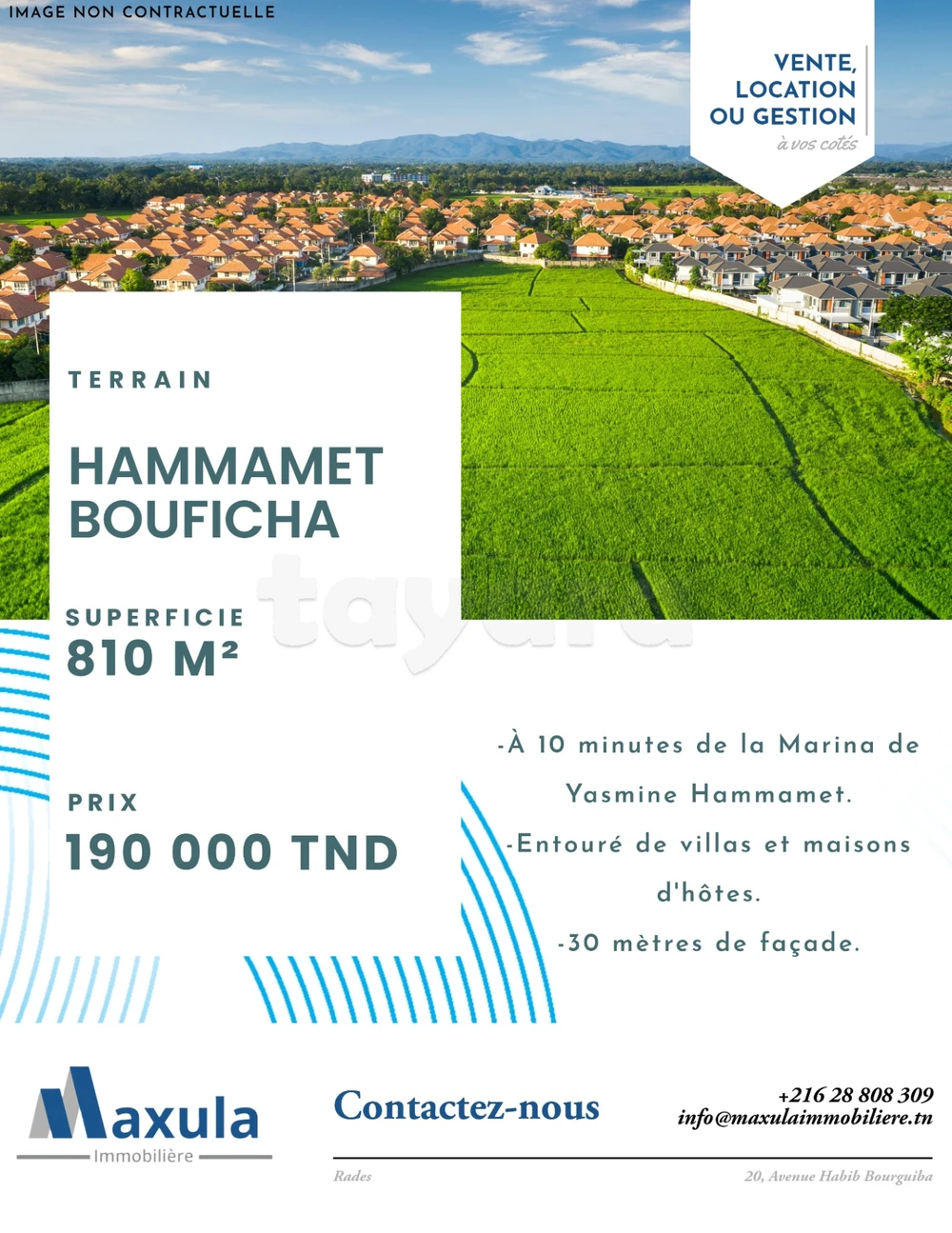 À VENDRE TERRAIN DE 810M² À BOUFICHA