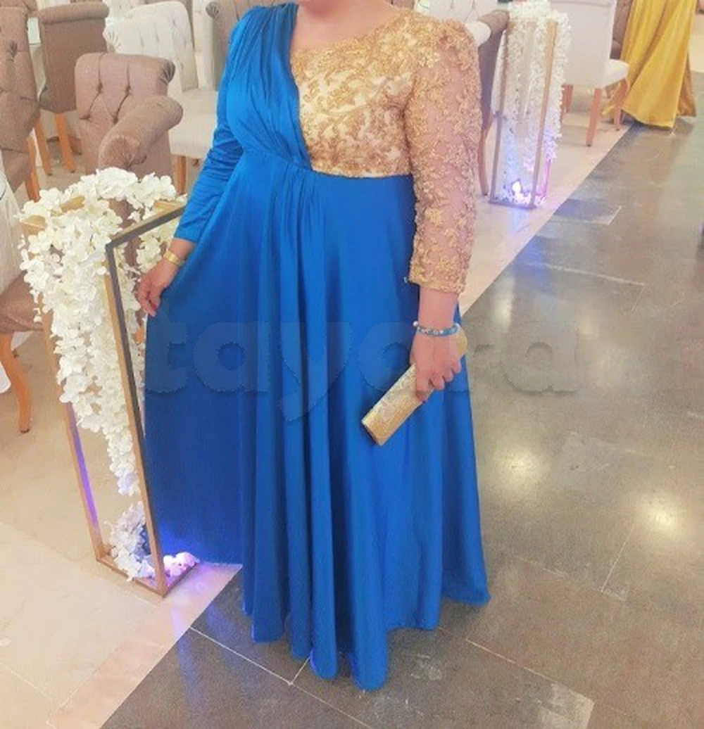 Robe Soirée Bleu Doré Taille 46/3XL
