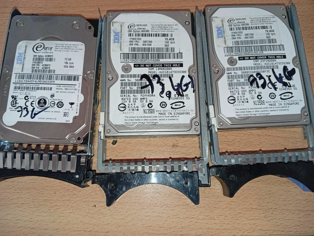 Des Disques Durs Professionnels IBM eServer 73.4 Go SAS (Avec Tiroir IBM d'Origine)