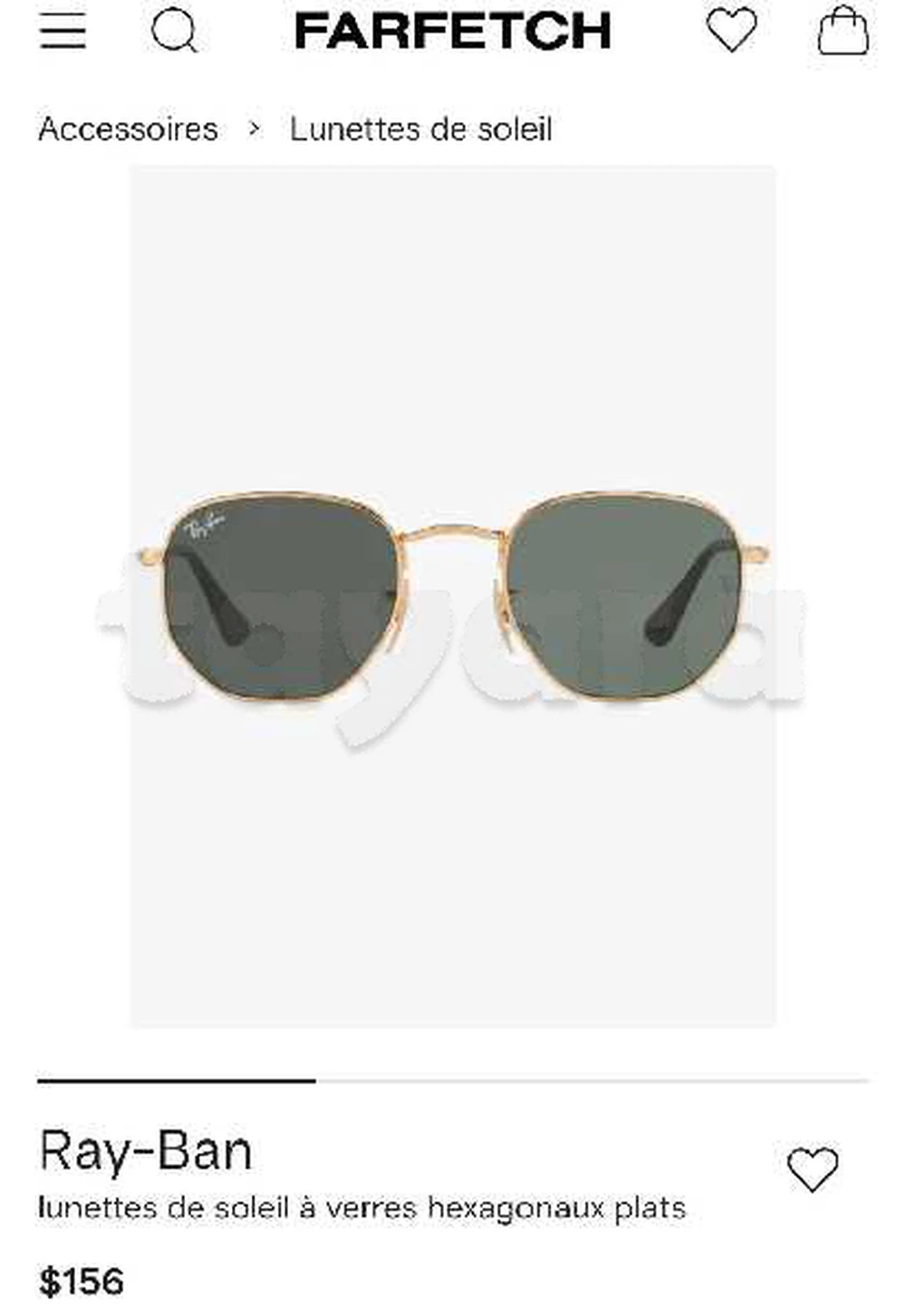 Ray-Ban
lunettes de soleil à verres hexagonaux plats Taille 52