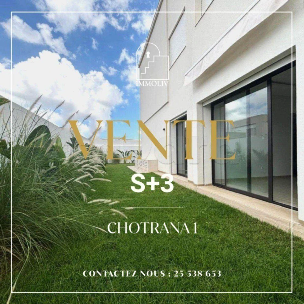 A vendre un S+3 neuf avec jardin à Chotrana 1