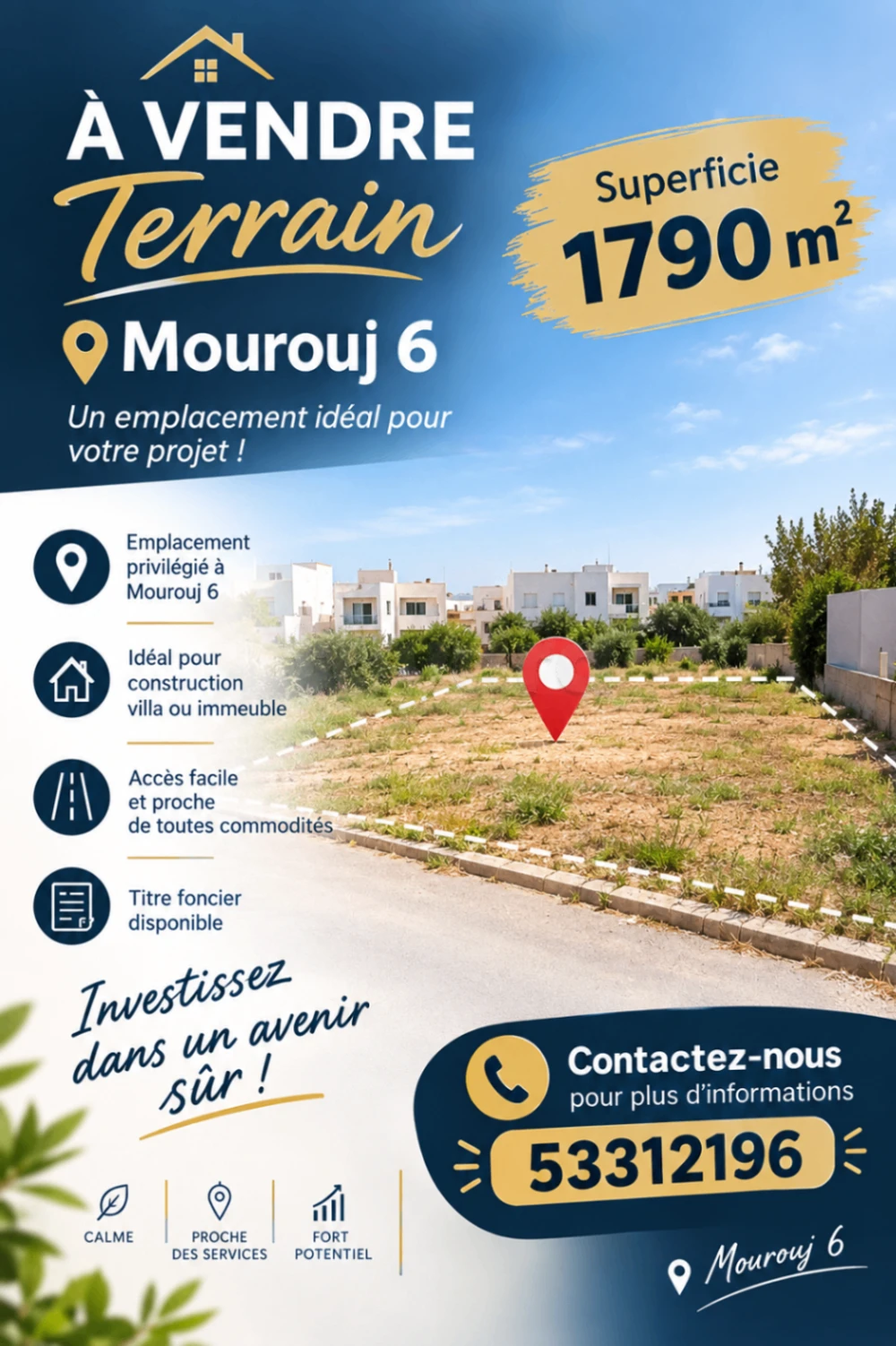 Terrain à vendre Mourouj 6 opportunité à ne pas rater