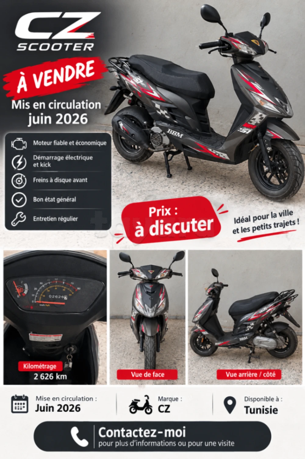**🛵 À vendre : scooter BBM Digita 51, mise en circulation juin 2026