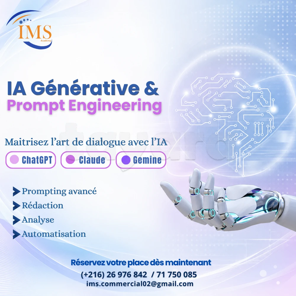 🤖 Maîtrisez les outils incontournables comme 𝗖𝗵𝗮𝘁𝗚𝗣𝗧, 𝗖𝗹𝗮𝘂𝗱𝗲 𝗲𝘁 𝗚𝗲𝗺𝗶𝗻𝗶