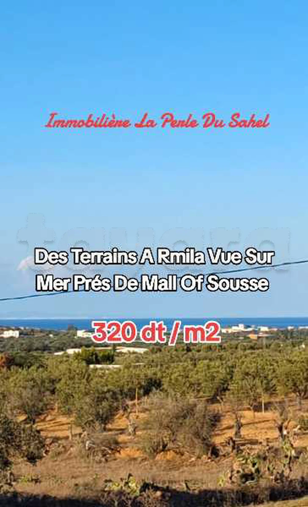 DES TERRAINS VUE SUR MER A RMILA PRÉS DE MALL OF SOUSSE