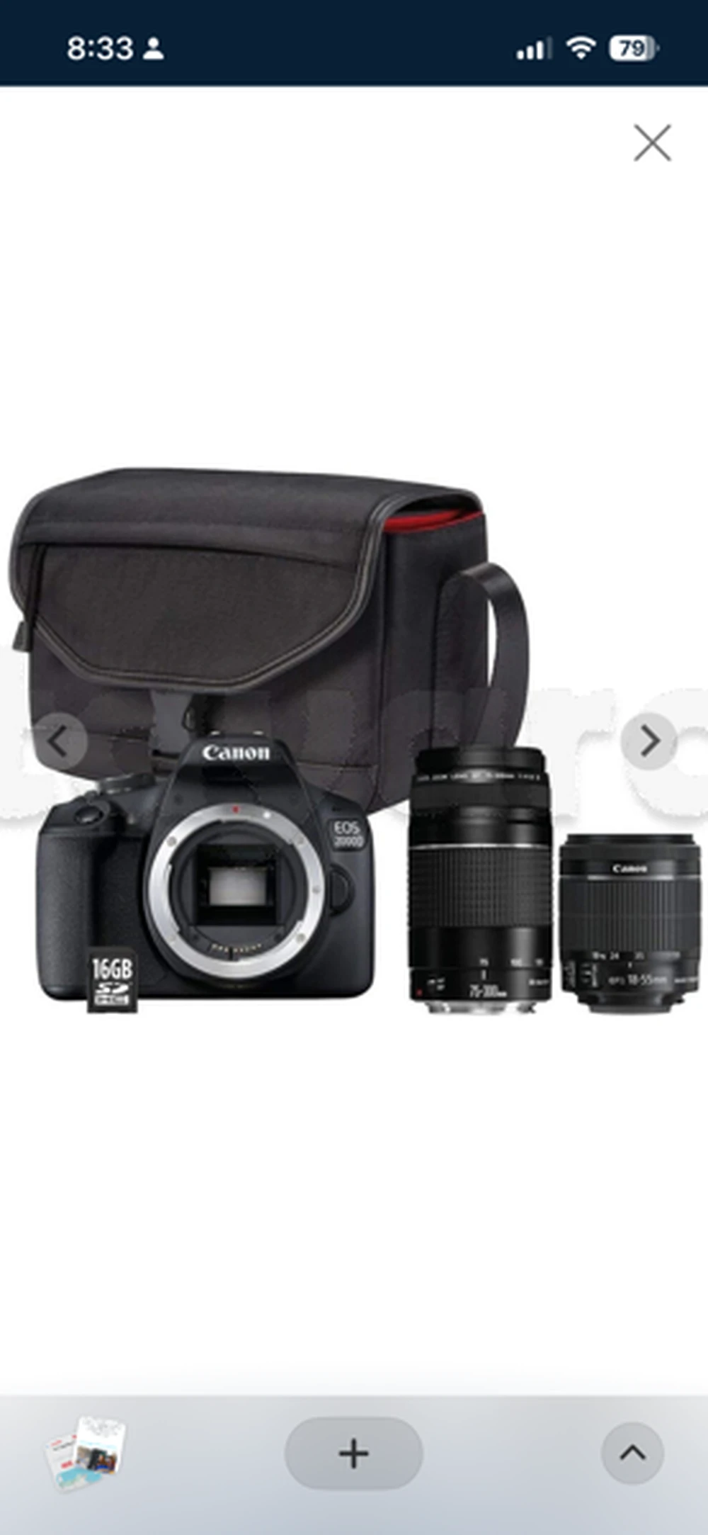 Kit Reflex Complet Canon EOS 2000D + 2 Objectifs (18-55mm + 75-300mm) — Idéal Débutant & Passionné