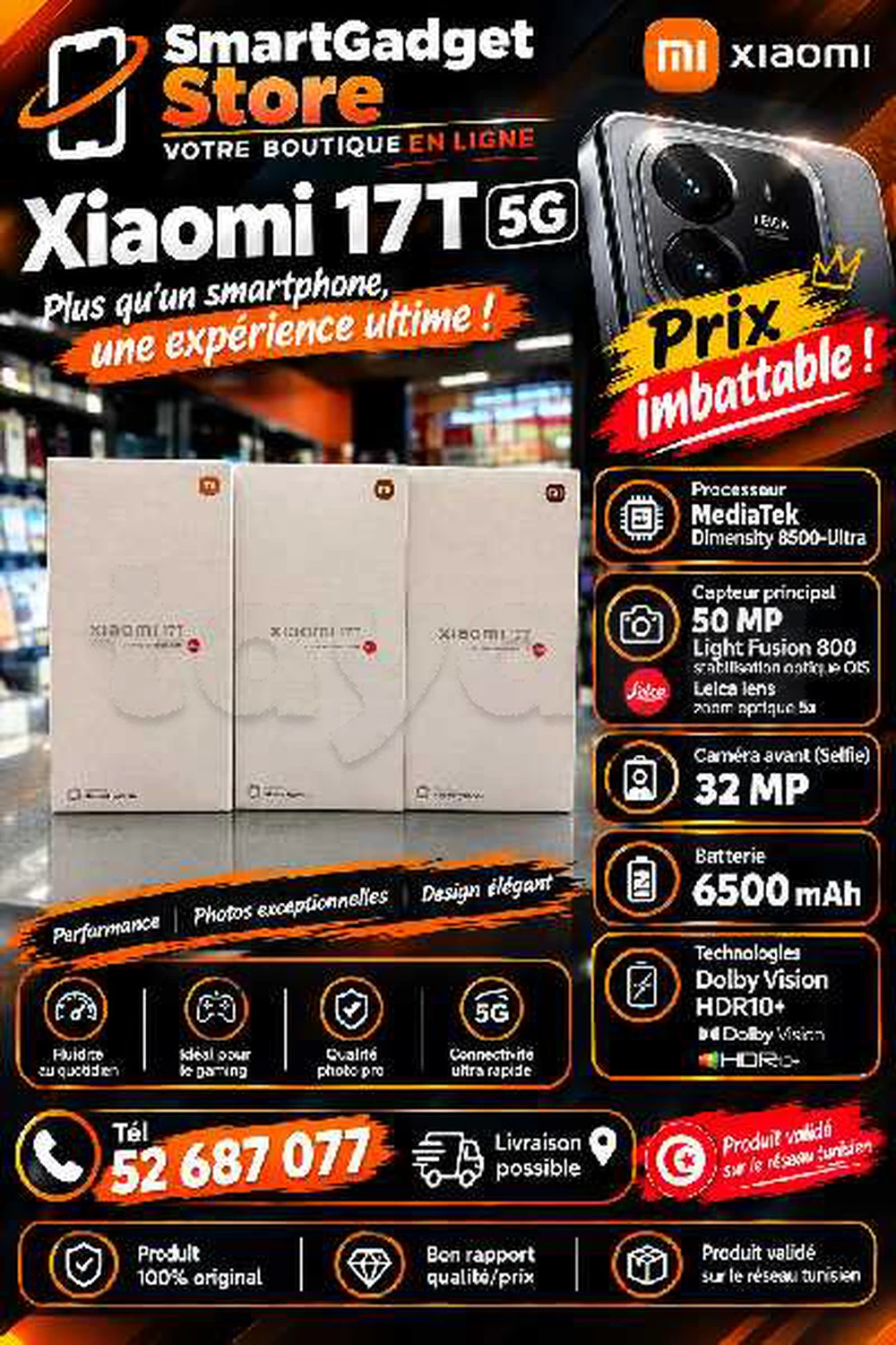 Xiaomi 17T 5G (12/256 où 512Go)Neuf cacheté Sous blister Validé 📞52687077📞
