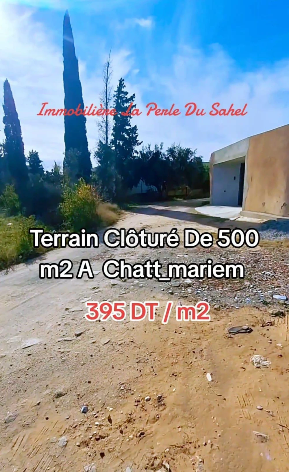 TERRAIN CLOTURE DE 500 m2 A CHATT MARIEM