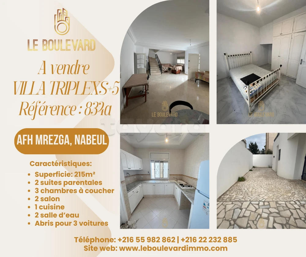 A vendre villa S+5 à AFH Mrezga hammamet