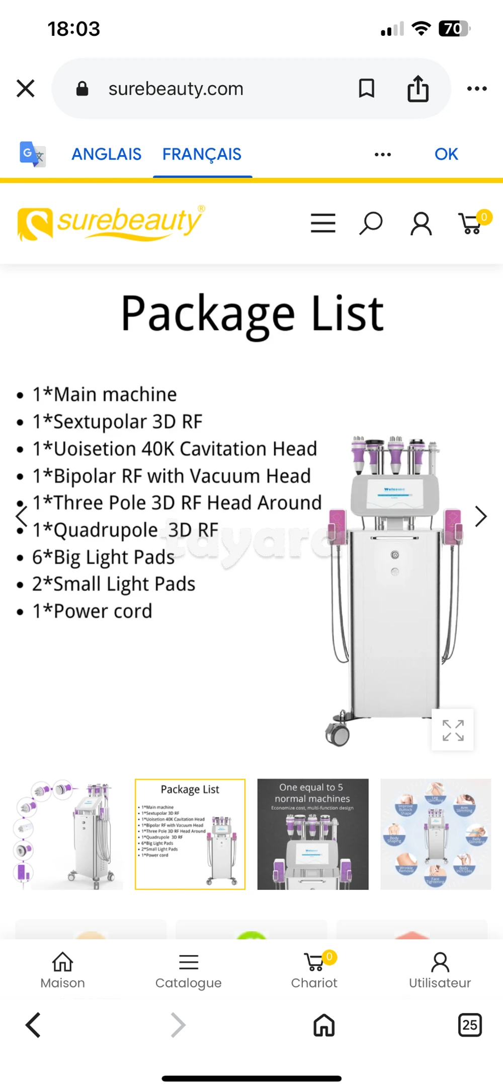 Machine minceur lipocavitation radiofréquence anti-âge
