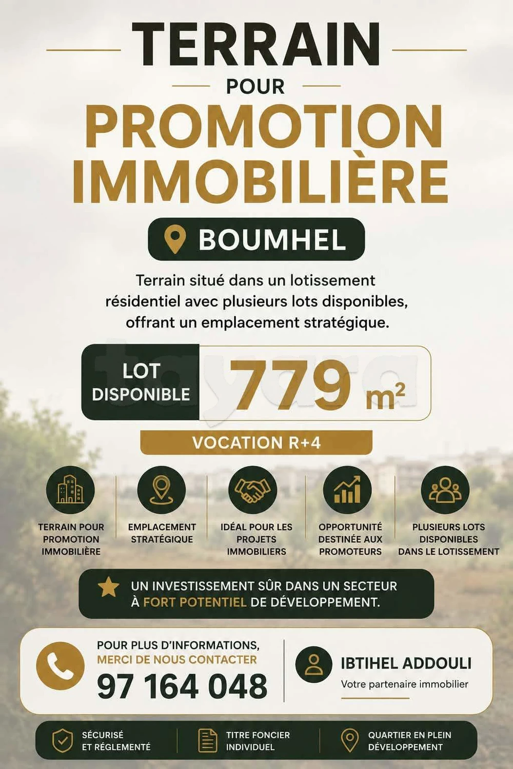 TERRAIN POUR PROMOTION IMMOBILIÈRE – BOUMHEL
