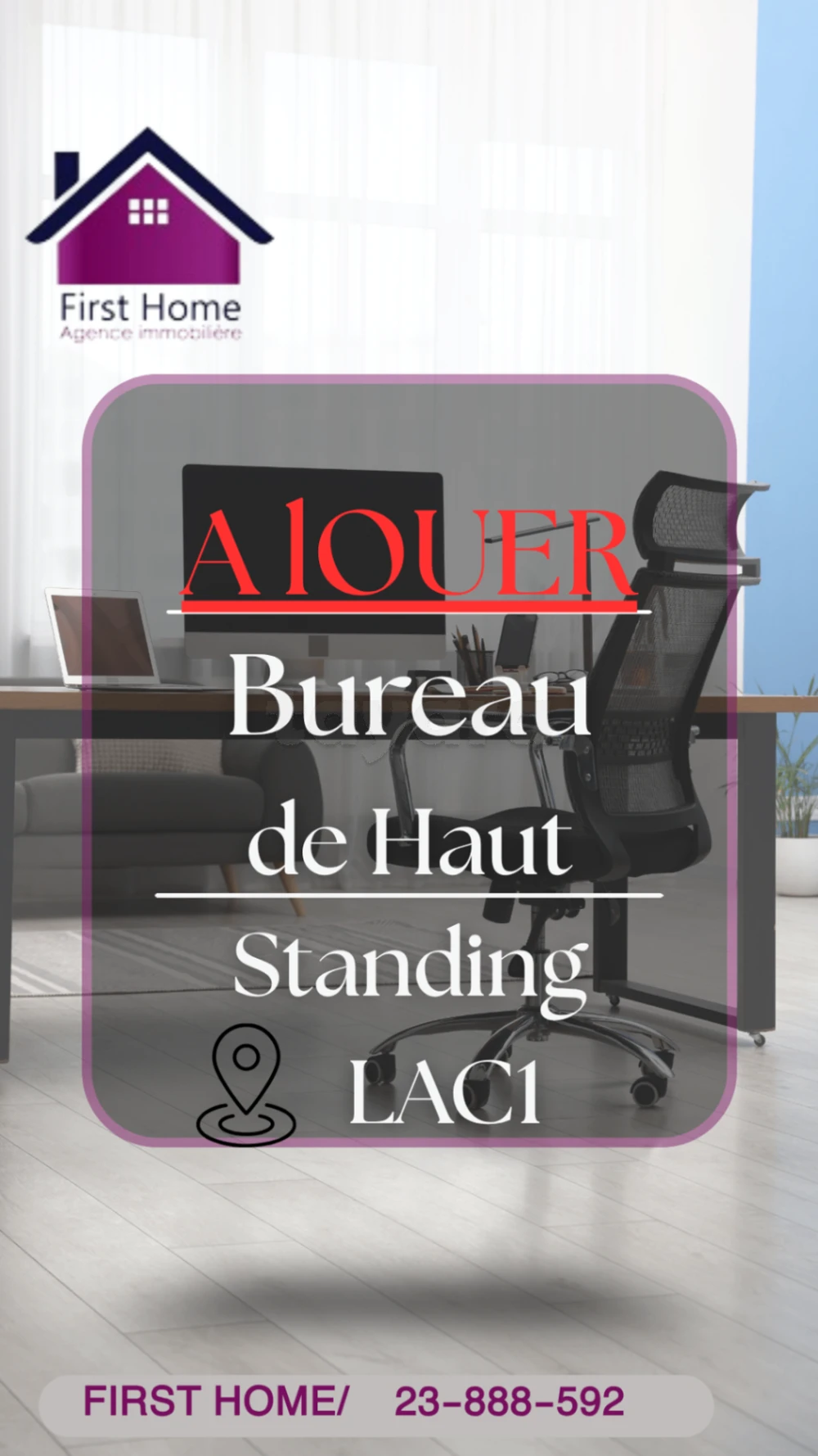 A Louer Bureau Haut Standing - LAC 1