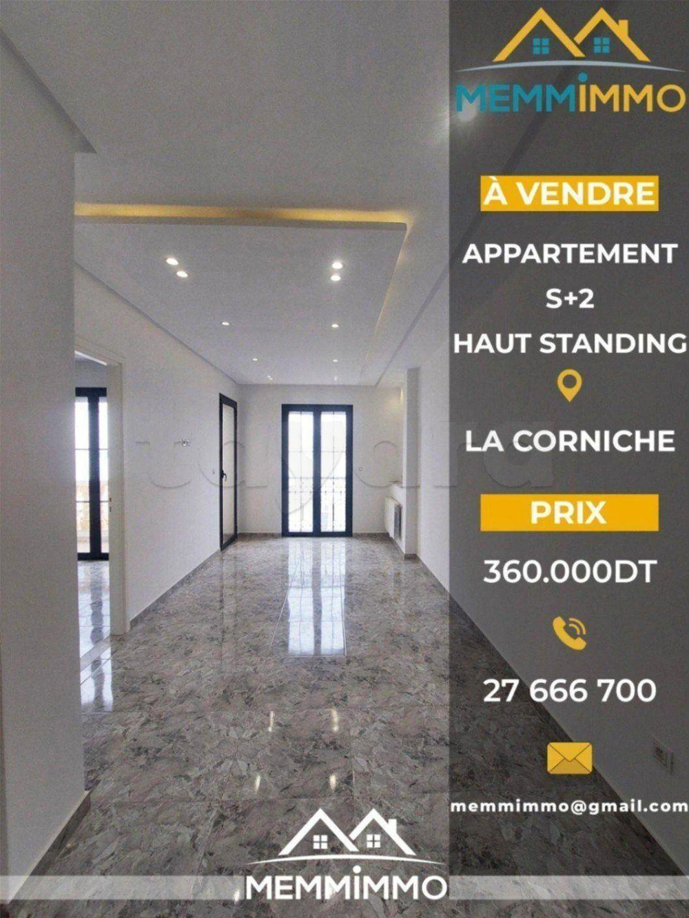 🏠 𝐀 𝐕𝐄𝐍𝐃𝐑𝐄: Appartement S+2 neuf - La Corniche Mahdia.