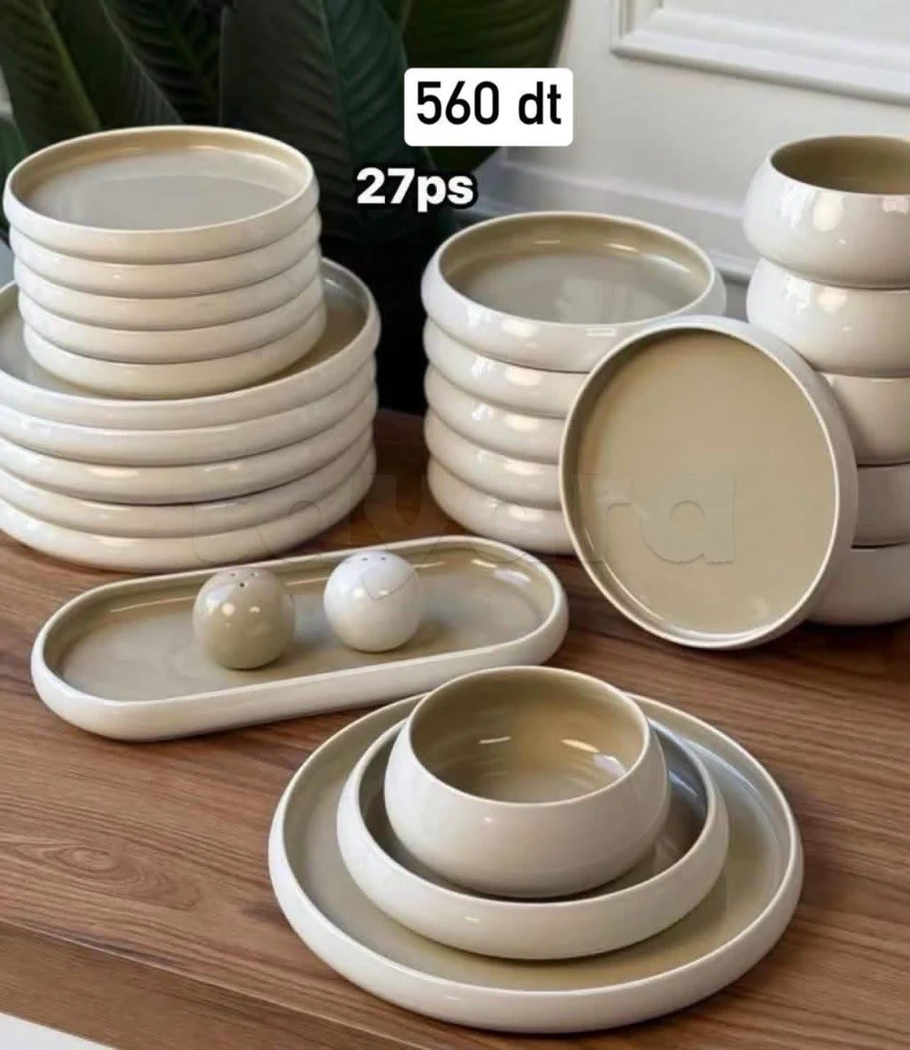 Service de vaisselle 27 pièces crémeux