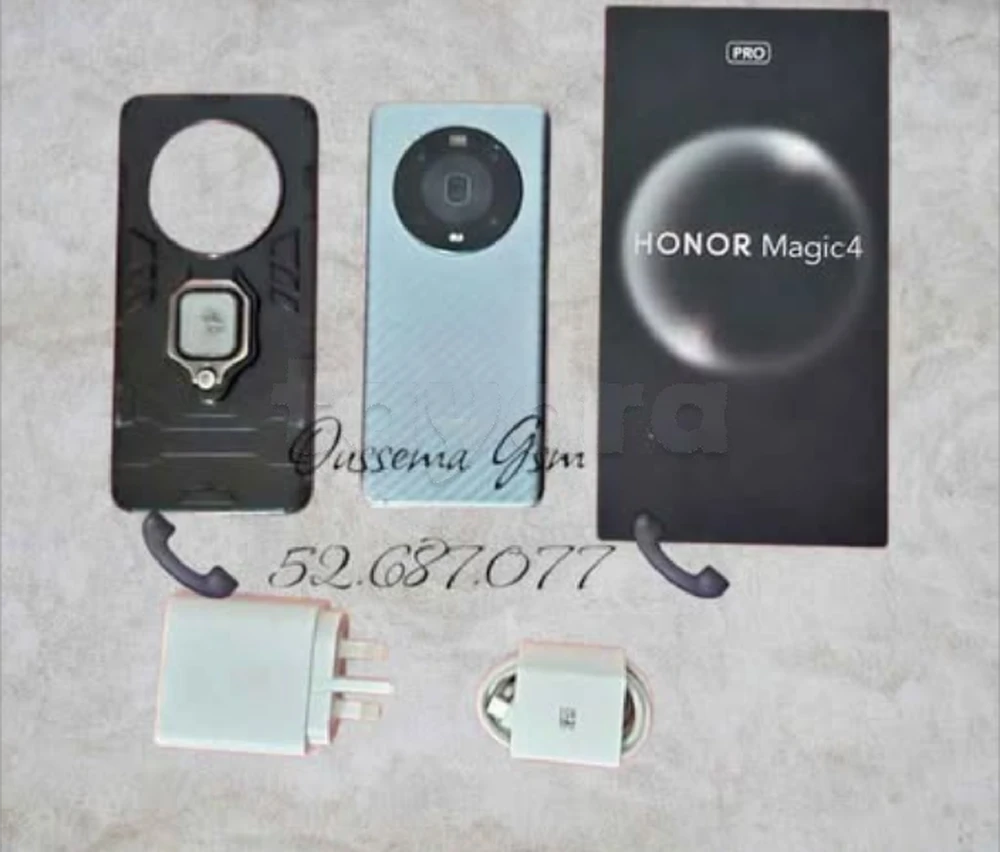 Honor Magic 4 Pro 5G(8+5 / 256go) 
Qualcomm®Snapdragon™8 Gen 1 état neuf 
Tél:52.687.077📞