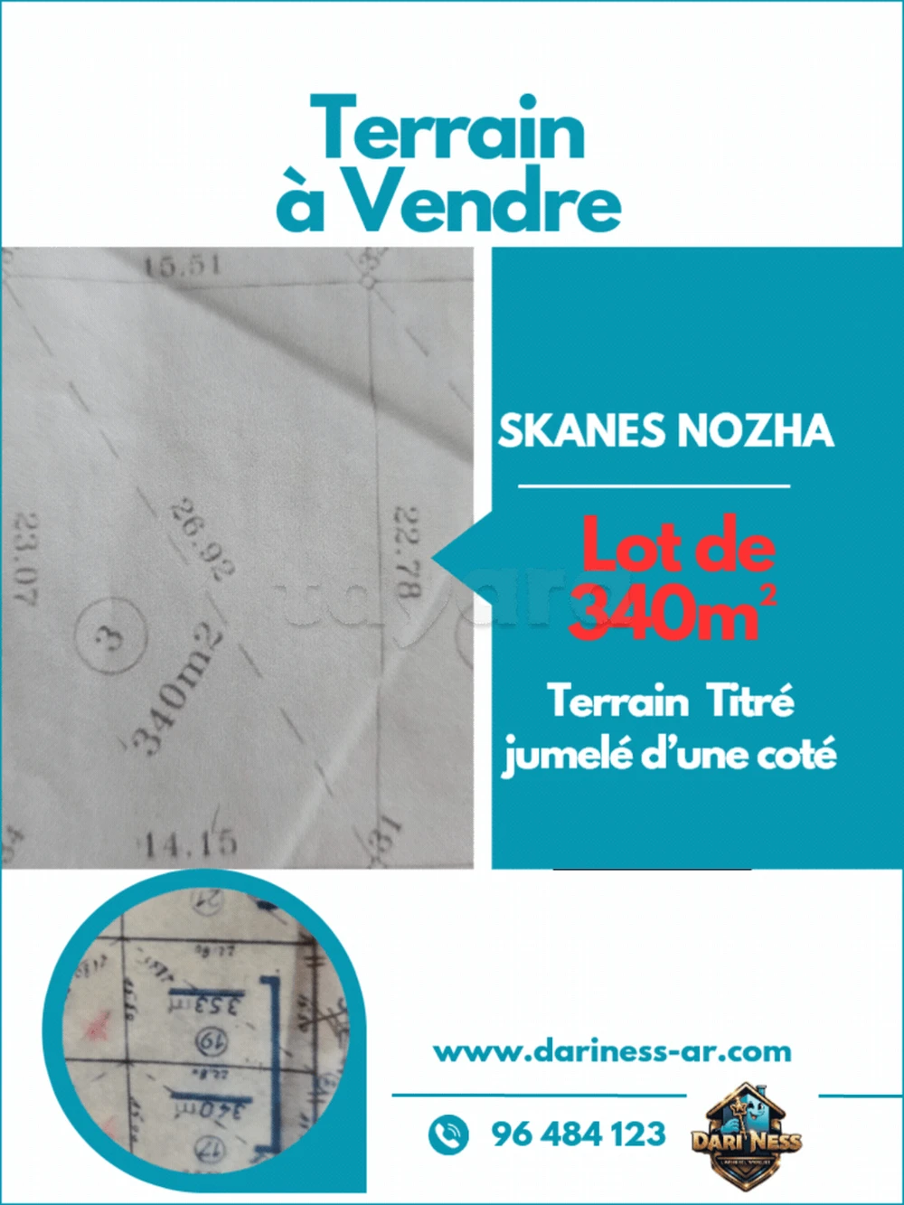 Terrain de 340m² aà vendre à Skanes Nozha Monastir