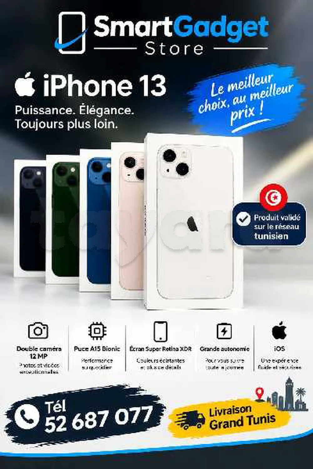 Iphone 13 128Go🍏 Neuf cacheté sous blister Validé 
📞52687077