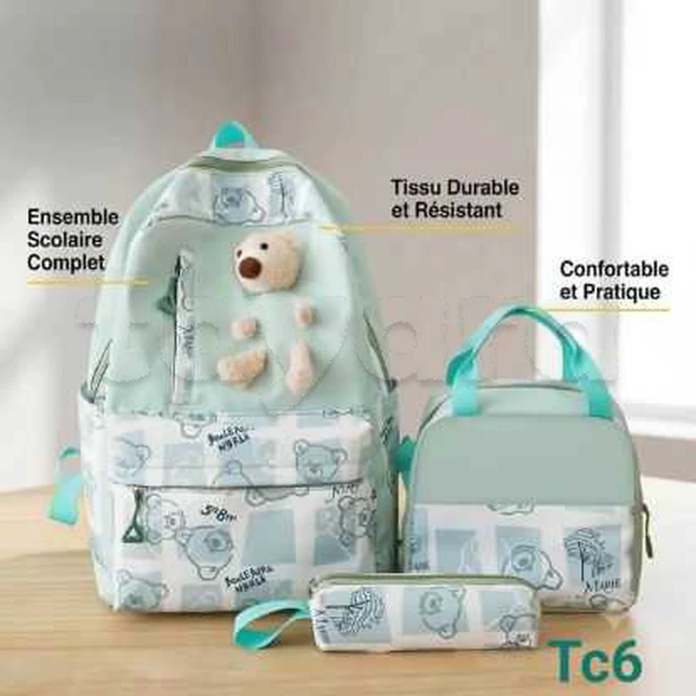 ensemble de 3 pièces se compose d'un sac à dos et d'un sac à lunch (isolé) ainsi que d'une trousse à crayons