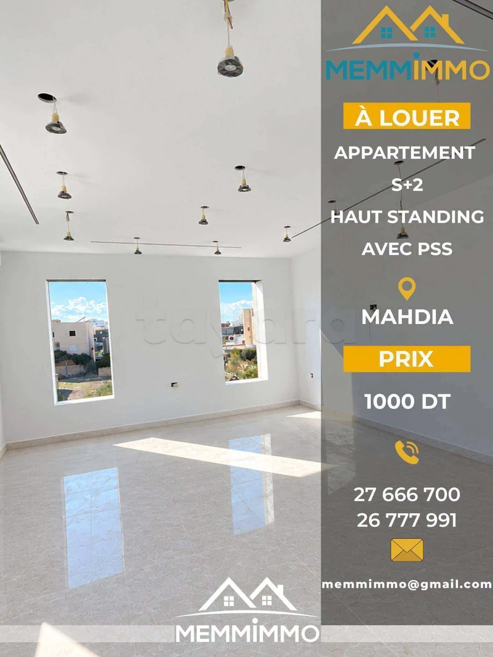 ✨ À louer – Appartement S+2 de haut standing neuf (jamais habité) ✨