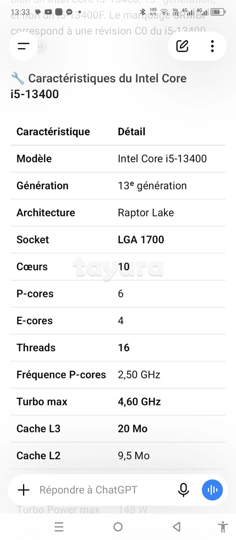 Processeur Intel I5-13400
