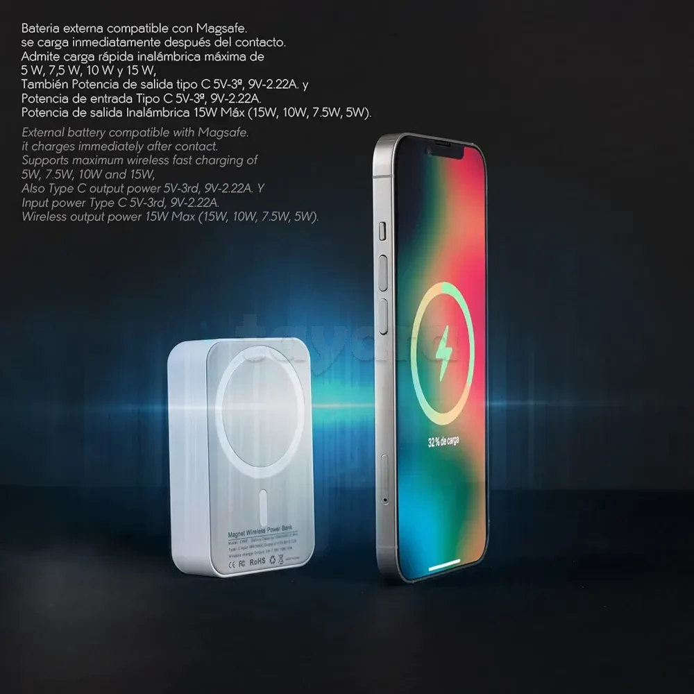 Power Bank sans fil magnétique compatible avec Magsafe pour iPhone 10 000 mAh cacheté