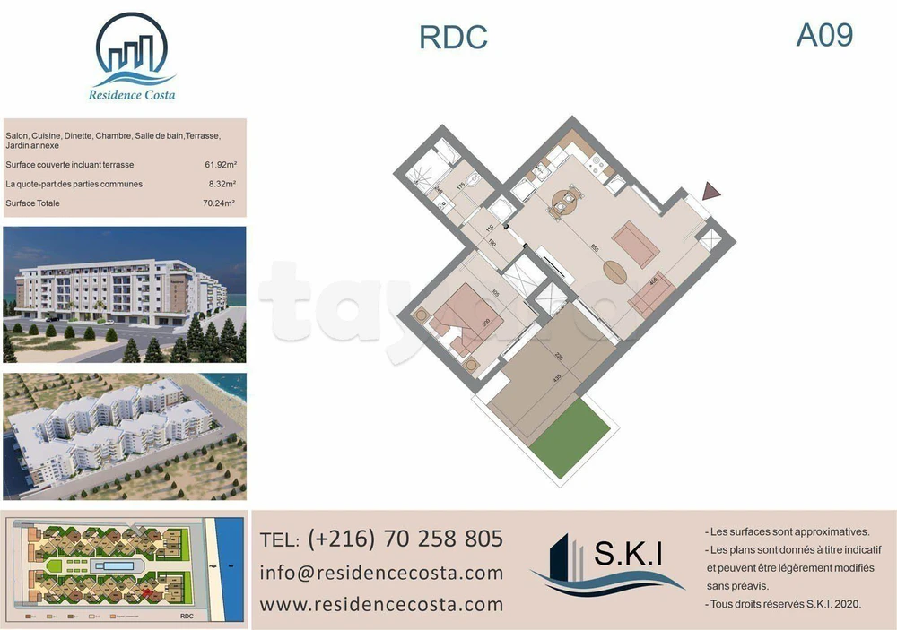 A vendre un appartement S+1 au RDC