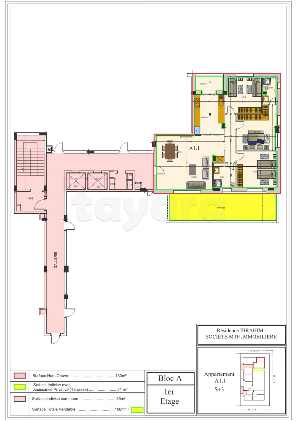 A' vendre un appartement S+3 au premier étage A11
