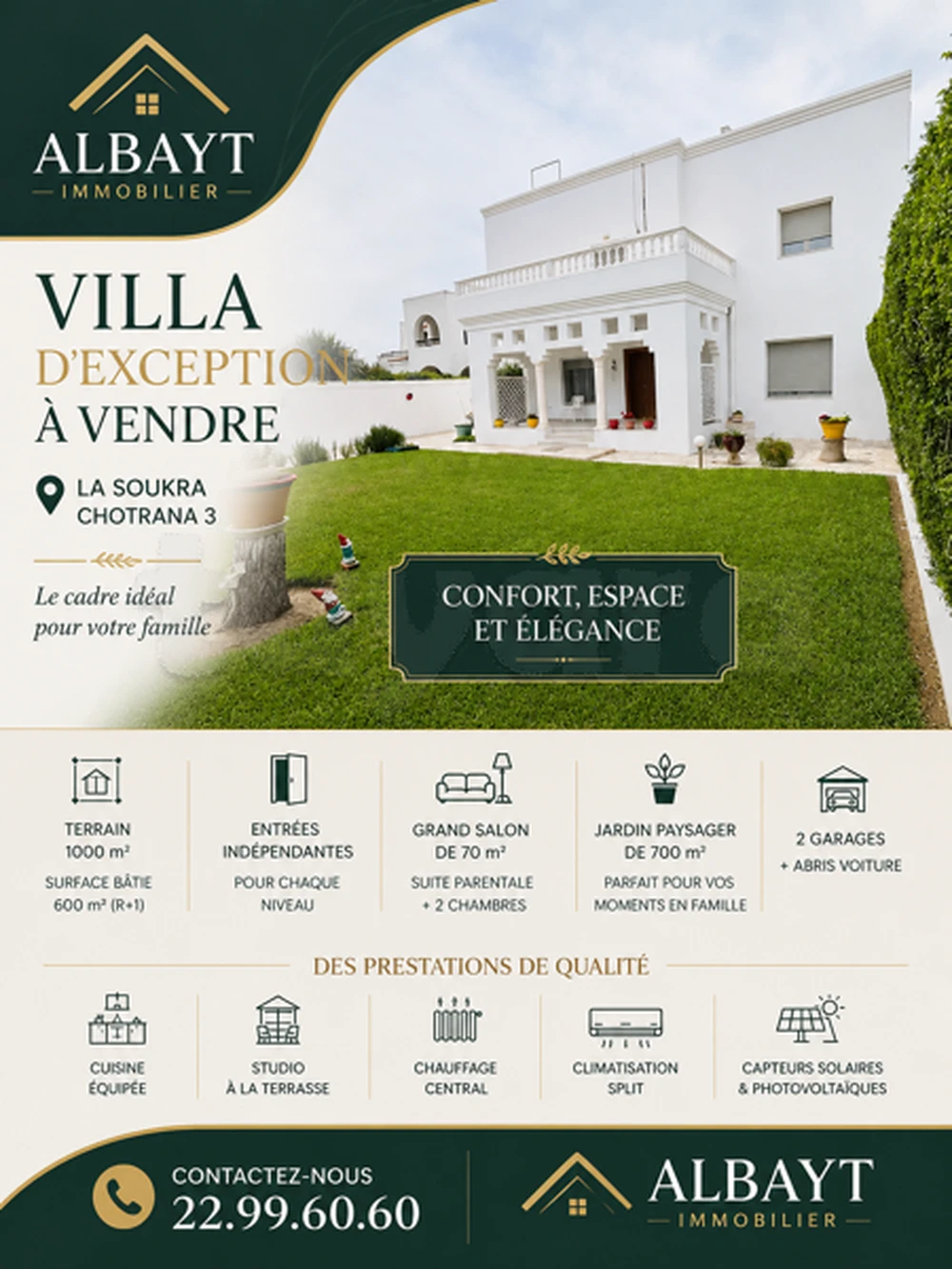 À Vendre Villa d'exception – La Soukra, Chotrana 3