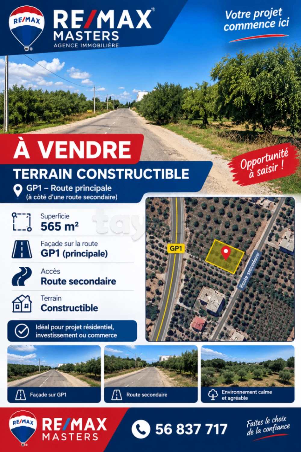 Terrain constructible 565m² Chatt-Meriam