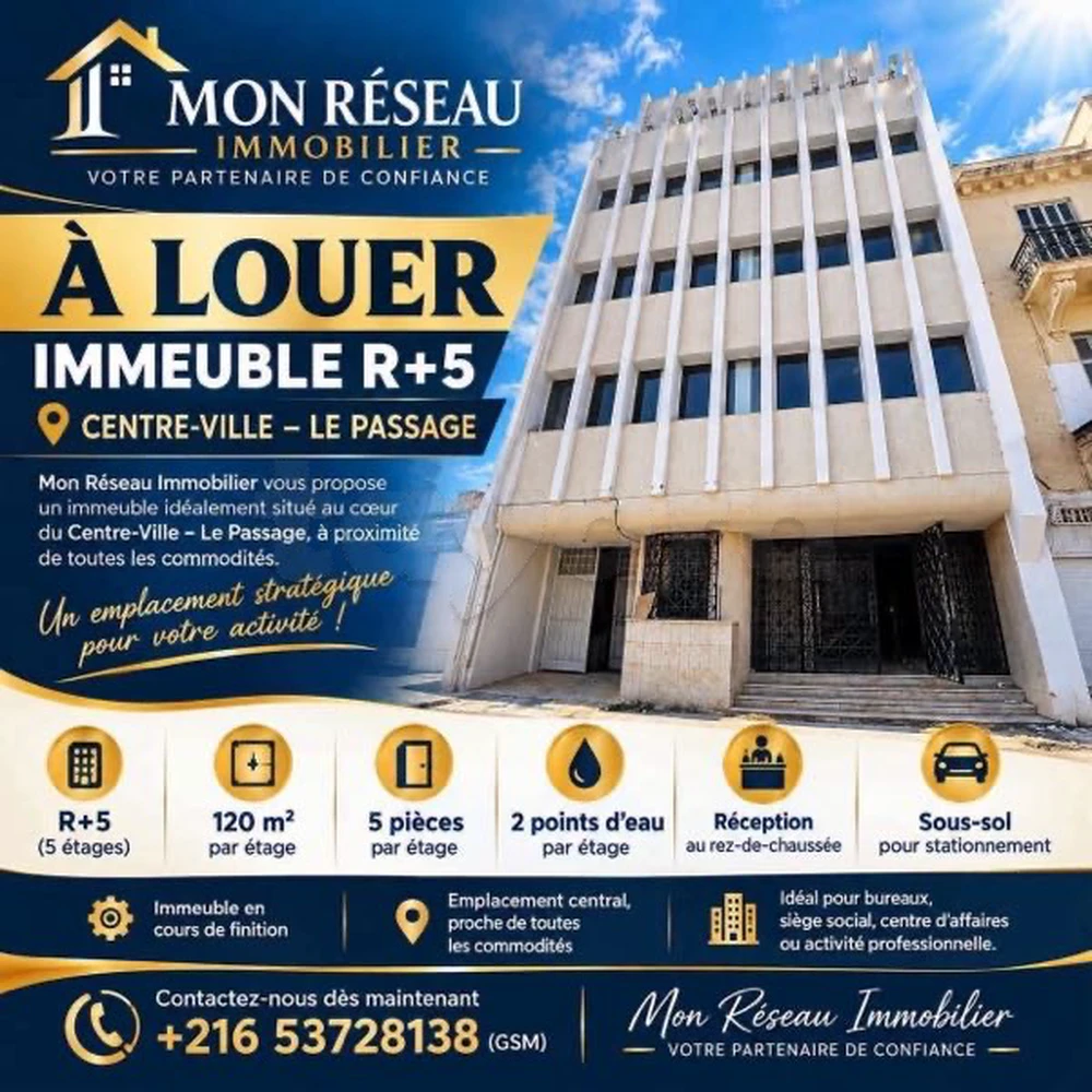 📍 CENTRE-VILLE – LE PASSAGE : IMMEUBLE R+5 À LOUER