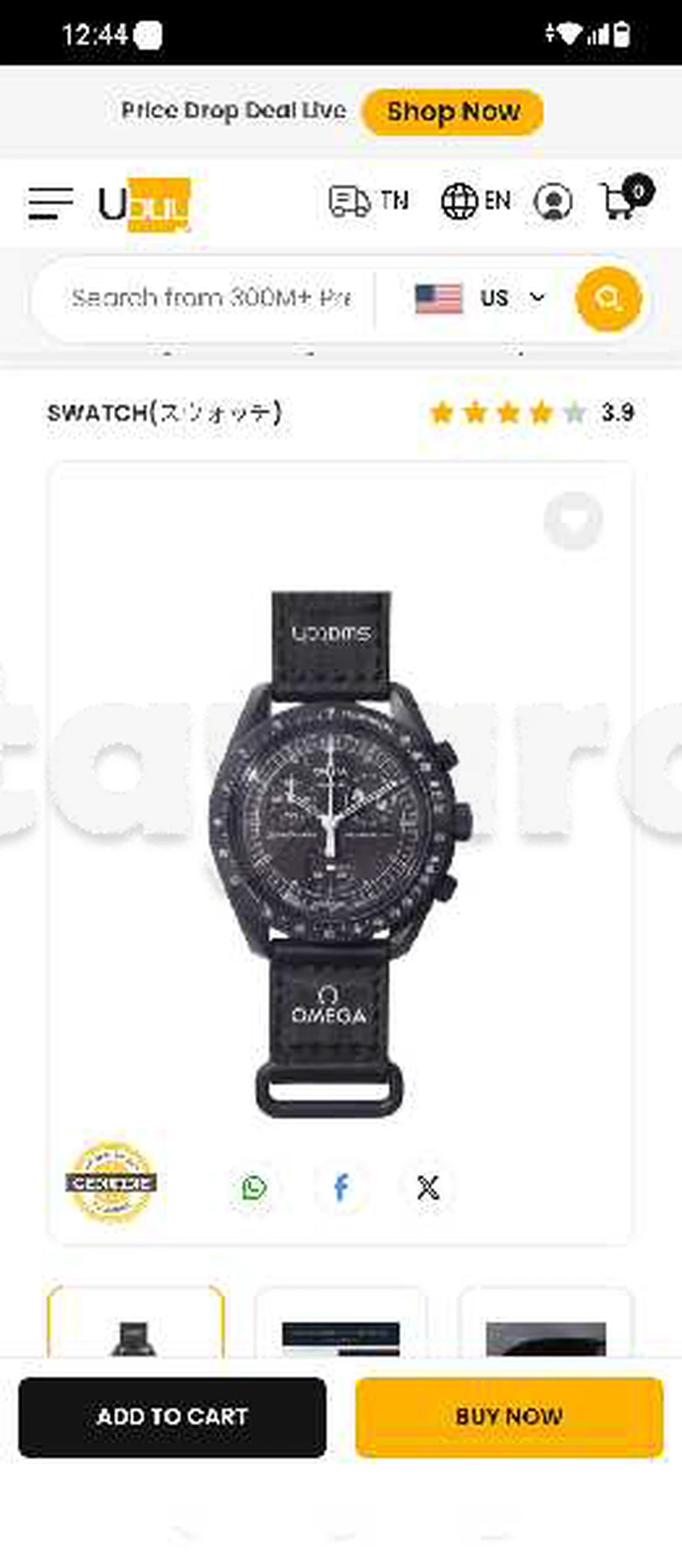 OMEGA x SWATCH Snoopy Moon Watch Christmas Gift Mission to the Moon Phase Genuine Product Moon Waterproof Collaboration Moon Phase Snoopy Black Shopper Included