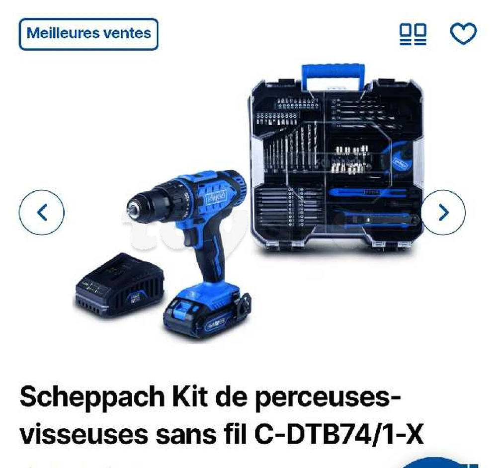Perceuse visseuse sans fil, batterie, chargeur et ensemble d'accessoires complet