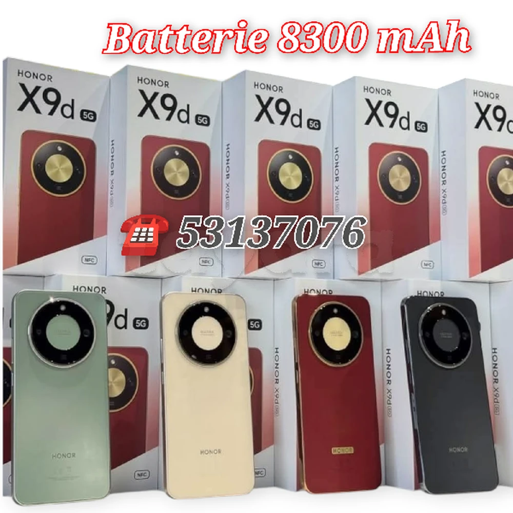 Honor X9d 12/256 5G Cacheté validé✔️
Batterie 8300 mAh
☎️53137076