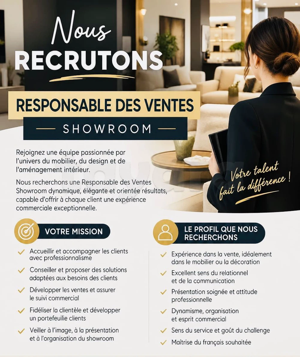 Responsable des ventes ( showroom meuble )