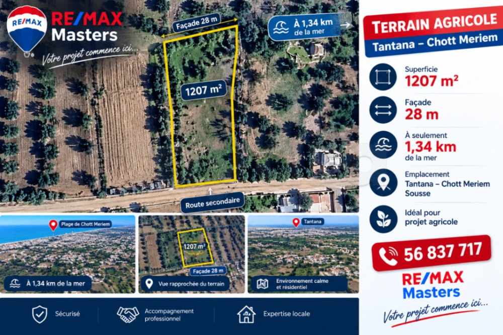 Terrain agricole 1207 m² à vendre Tantana Chatt-Meriam