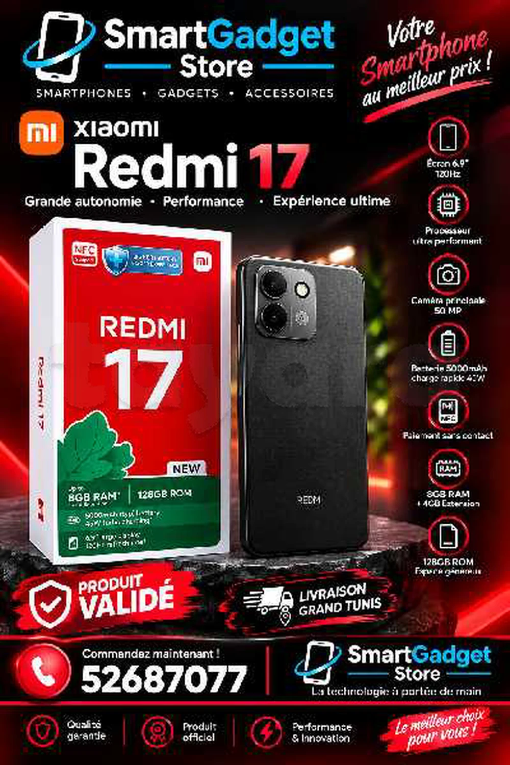 Redmi 17 Neuf cacheté Sous blister 
📞52687077📞