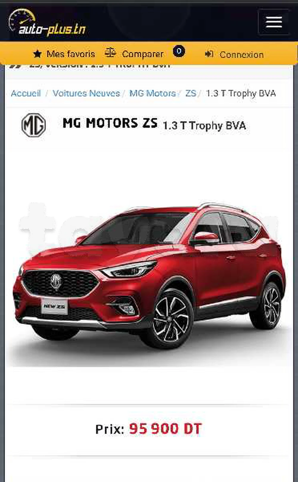 Carte voiture MG EZS