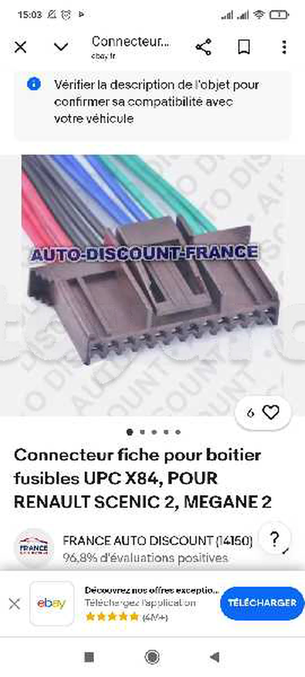 5 connecteur fiche boite fusible Mégane 2 et Scénic 2