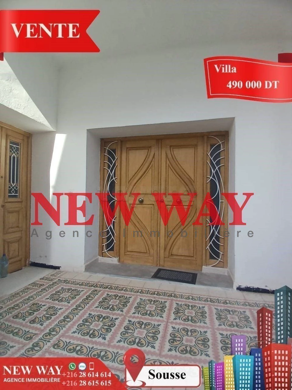Villa de Plain Pied à Sousse, Proche de toutes Commodités