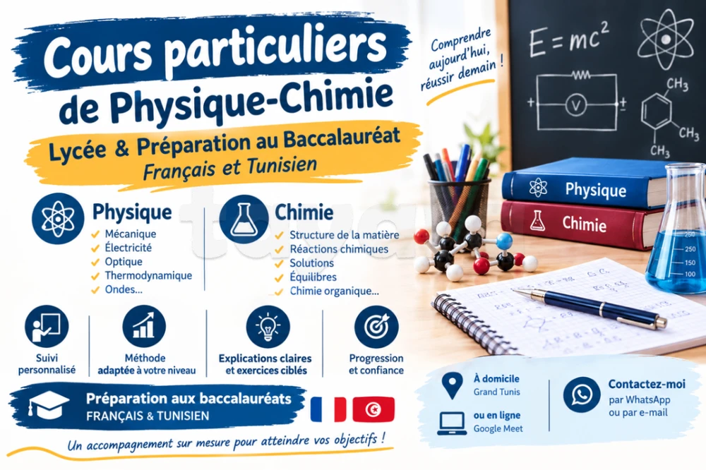 Cours de Physique-Chimie – Lycée et préparation aux Baccalauréats français et tunisien