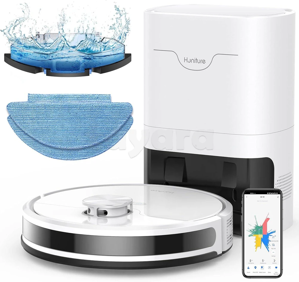 Robot Aspirateur Intelligent Avec Station – Navigation Laser – Aspiration Puissante – Fonction Lavage – Autonomie Longue Durée – Application Mobile – Pour Sols & Tapis