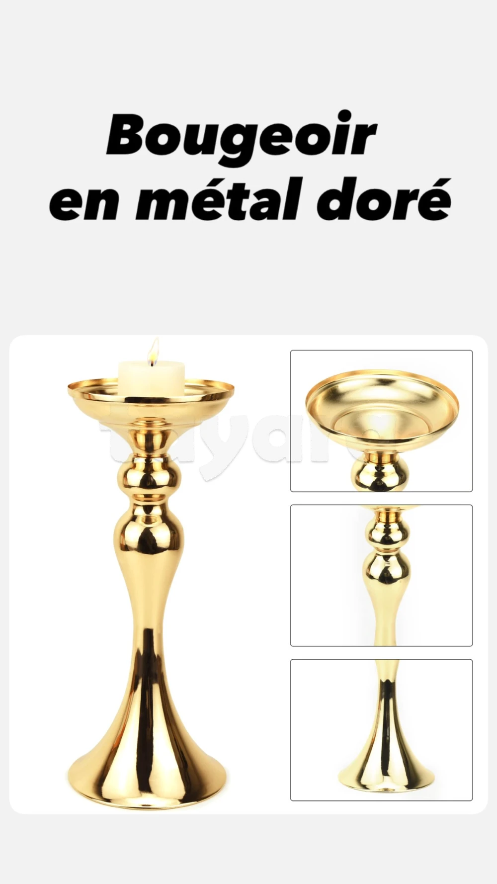 2 bougeoirs en métal doré neuf importé