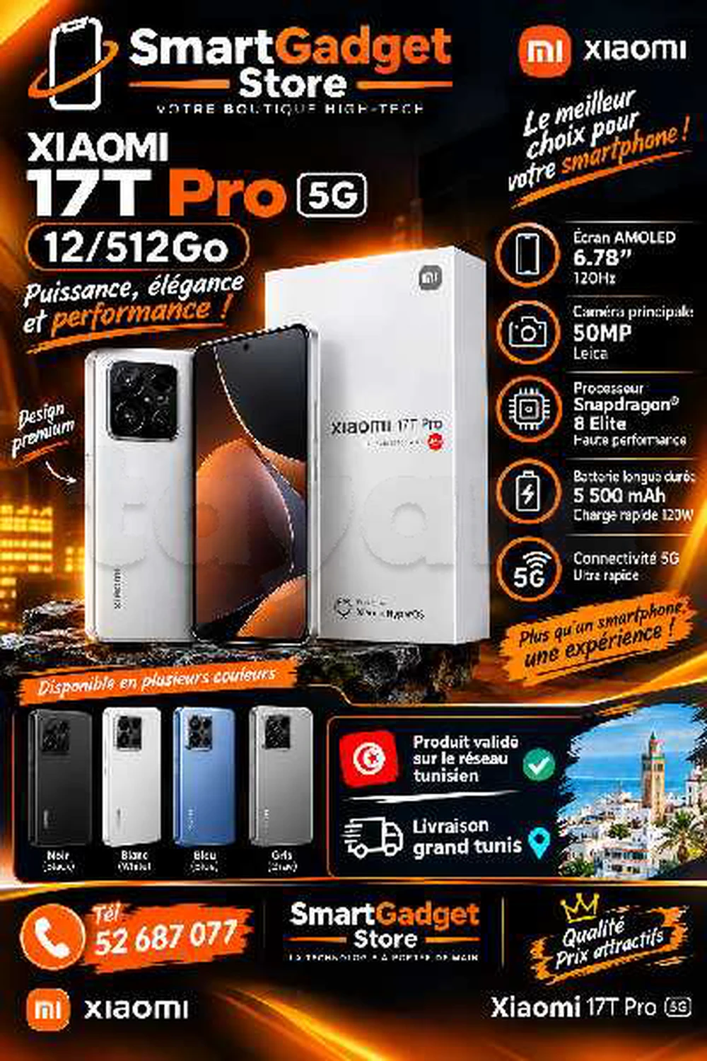 Xiaomi 17T pro 5G (12/512Go)Neuf cacheté Sous blister Validé 
📞52687077📞