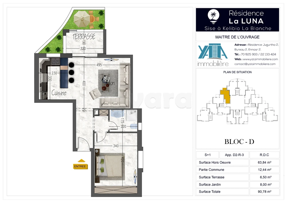A vendre – Appartement S+1 au RDC à Kélibia