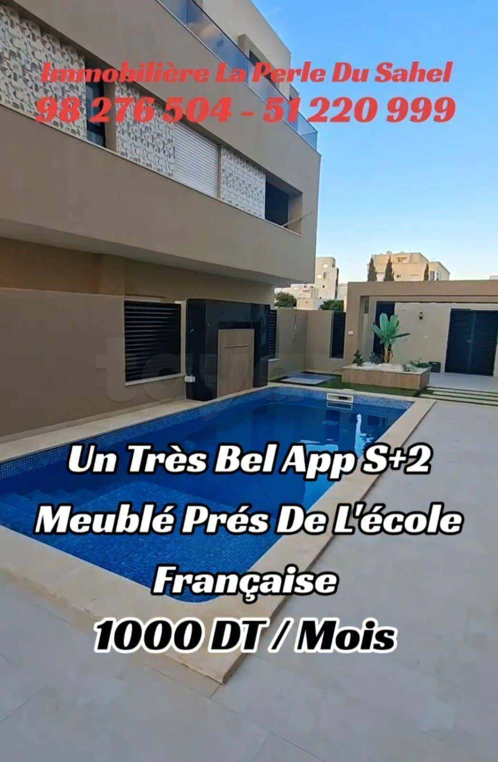UN BEL APP S+2 AVEC PISCINE PRES DE L'ECOLE FRANCAISE