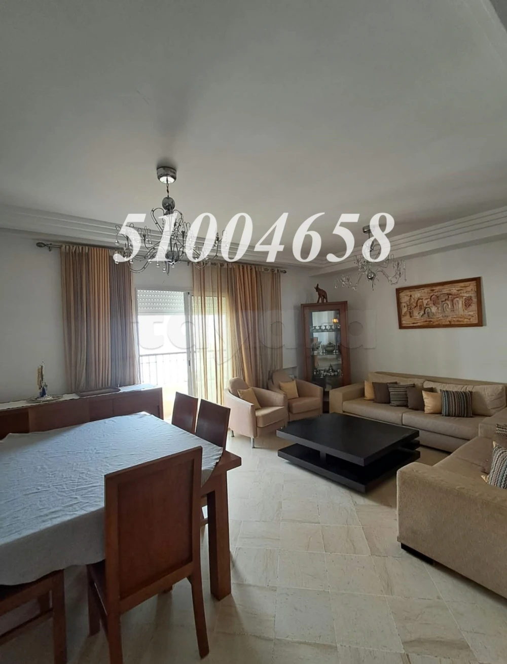 A LOUER – S+3 VIDE – 8EME ETAGE – 1900 DT – JARDINS DE CARTHAGE – TEL 51004658 – FB.1089