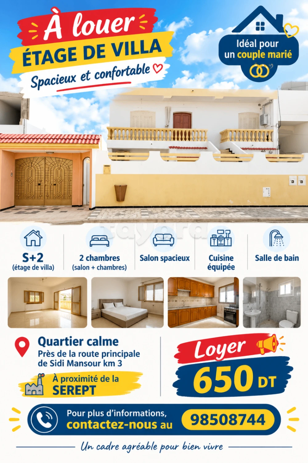 A louer Étage de villa