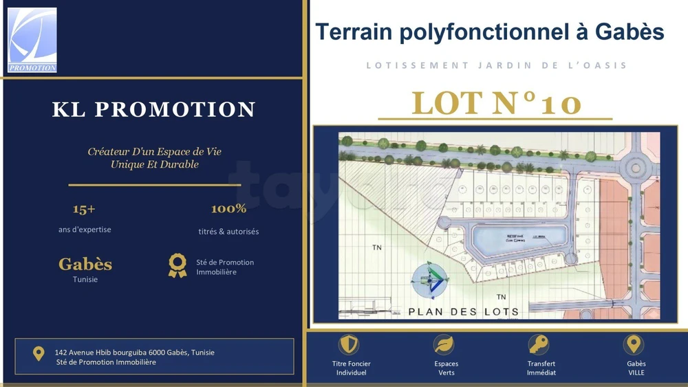 Terrain à vendre – Lot n°10 au Lotissement Jardin de l'Oasis