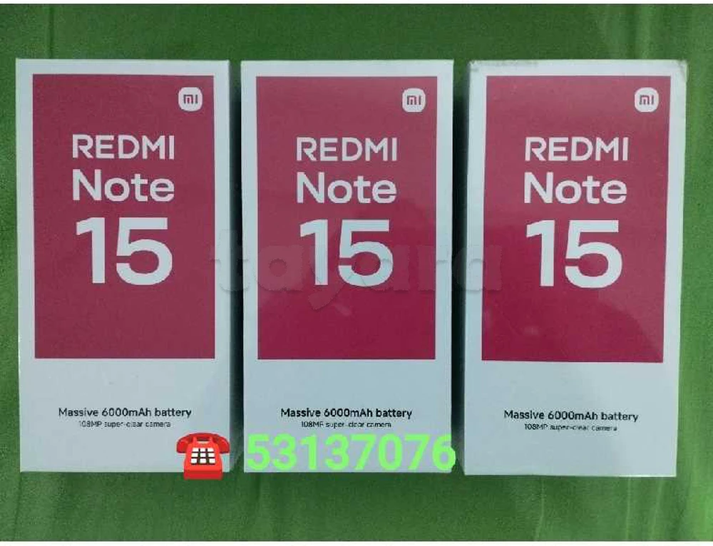 Redmi Note 15 4G/ Paquet fermé. Validé☑️ 
➖8/256 =750 dt fiiix
➖8/128 =700 dt fiiix
➖6/128 = 670 dt fiiix
➖Couleur :Noir /Bleu /Purple/Vert 
➡️vente en ligne ☎️53137076 dispo à Ariana /Tunis centre ville
🚛Livraison sur tout la Tunisie 🚚🇹🇳
⛔Echange : Non